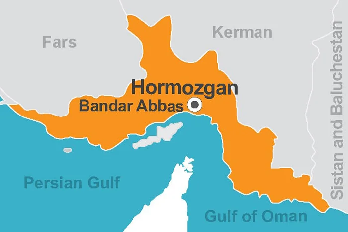 استان هرمزگان بر روی نقشه ایران