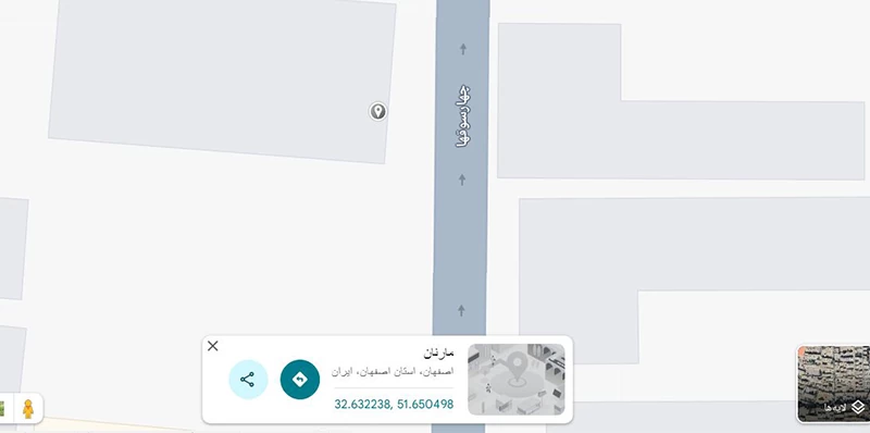 نقشه گوگل مپ کافه گلها جلفای اصفهان