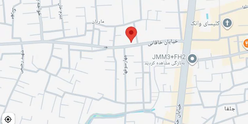 نقشه گوگل مپ کافه رستوران شاخه خاقانی اصفهان